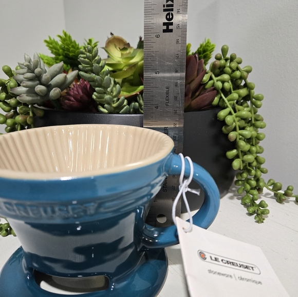 Deep Teal Pour Over Coffee Maker Cone & 2 Heritage Mugs Le Creuset RETIRED COLOR - Picture 8 of 12